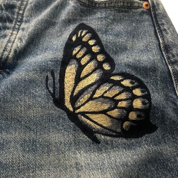 LUCKY BRAND Drew Mom Women’s Jeans Embroidery Butterfly Size 26 High Rise Taper - Picture 5 of 10